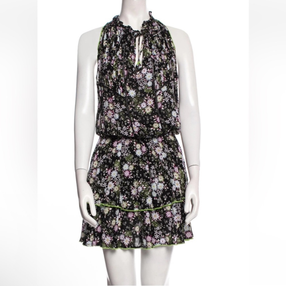 Poupette St. Varth Black Floral Mini Dress NWOT